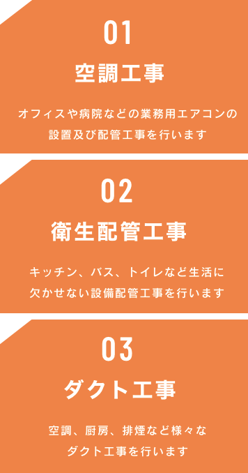 空調工事・衛生配管工事・ダクト工事